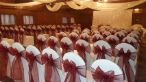 Chair covers in the penny farthing suite, Last Drop village 